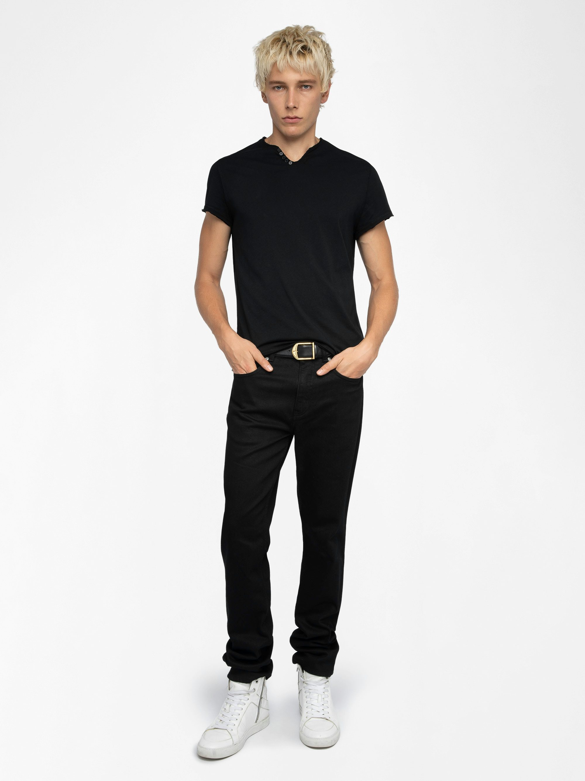 Henley-Shirt Monastir - T-Shirt mit tunesischem Kragen aus Baumwolle.